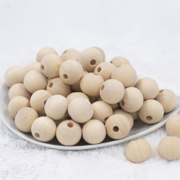 Front view of a pile of 20mm Unfinished Wood Bubblegum Beads