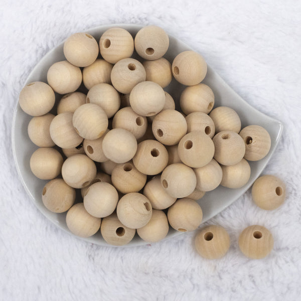 Top view of a pile of 20mm Unfinished Wood Bubblegum Beads