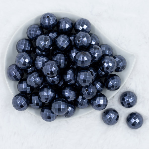 top of a pile of 20mm Navy Blue Disco Faceted Pearl Bubblegum Beads