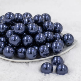 20mm Navy Blue Faux Pearl Chunky Acrylic Bubblegum Beads