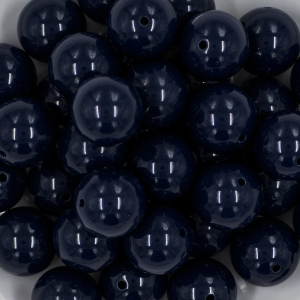 close up of a pile of 20mm Navy Blue Solid Bubblegum Beads