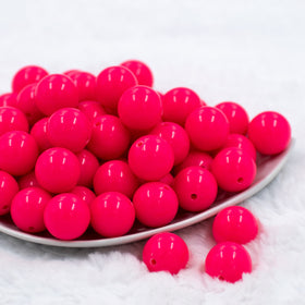 20mm Neon Pink Solid Bubblegum Beads