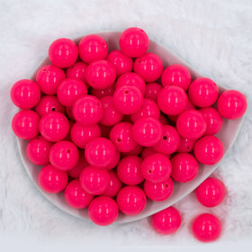 20mm Neon Pink Solid Bubblegum Beads