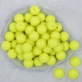 20mm Neon Yellow Solid Chunky Acrylic Bubblegum Beads