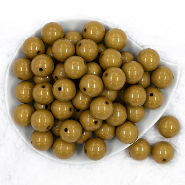 top view of a pile of 20mm Olive Green Solid Bubblegum Beads