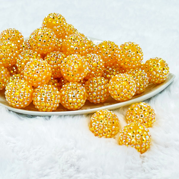 Stack of 20mm Champagne Orange Rhinestone AB Chunky Bubblegum Beads