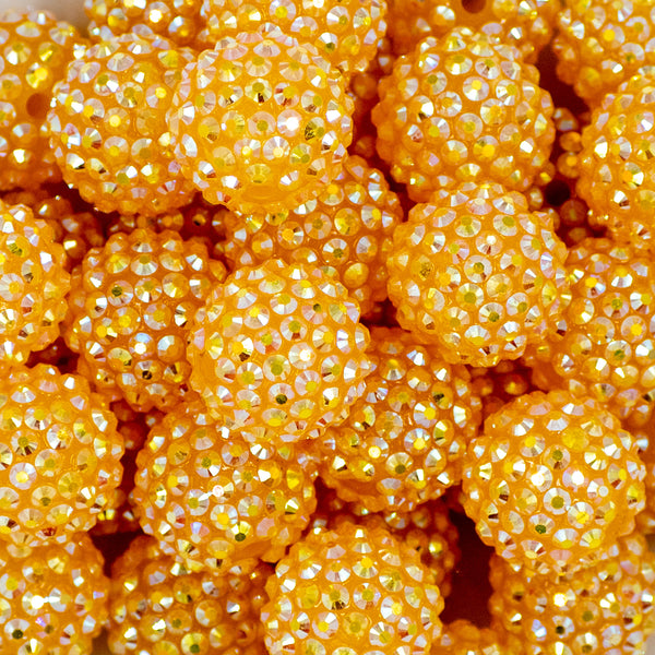 close-up view of a Stack of 20mm Champagne Orange Rhinestone AB Chunky Bubblegum Beads