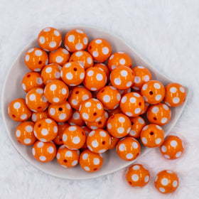 20mm Orange with White Polka Dots Bubblegum Beads