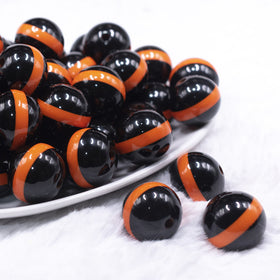 20mm Orange Band on Black Bubblegum Beads