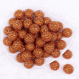 20mm Orange with Clear Rhinestone Bubblegum Beads