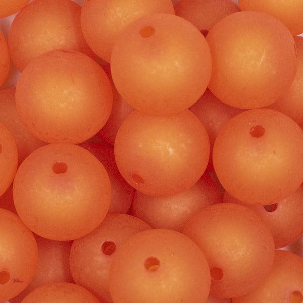 close up view of a pile of 20mm Orange Frosted Bubblegum Beads