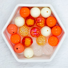 20mm Orange Julius Mix Bubblegum Bead Mix [20 & 50 Count]