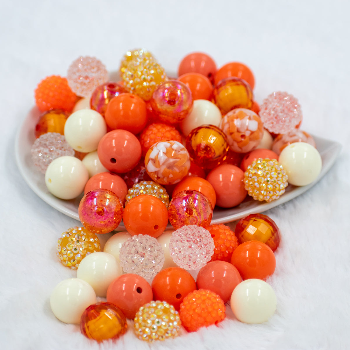 20mm Orange Julius Mix Bubblegum Bead Mix [20 & 50 Count] The
