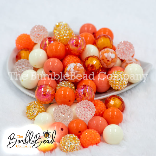 20mm Orange Julius Mix Bubblegum Bead Mix [20 & 50 Count]