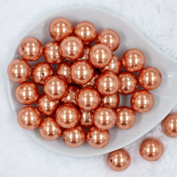 top of a pile of 20mm Orange Faux Pearl Bubblegum Beads