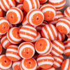 close-up of a pile of 20mm Orange with White Stripes Bubblegum Bead