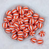 top view of a pile of 20mm Orange with White Stripe Beach Ball Bubblegum Beads