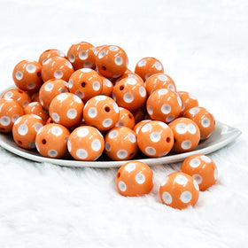 20mm Peach with White Polka Dots Bubblegum Beads