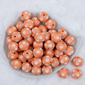 20mm Peach with White Polka Dots Bubblegum Beads