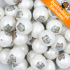 Close up view of a pile of 20mm Peace Bus Print Chunky Acrylic Bubblegum Beads [10 Count]