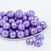 front view of a pile of 20mm Iris Purple Disco Faceted Pearl Chunky Bubblegum Beads
