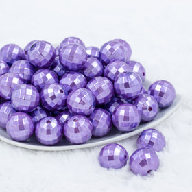 20mm Iris Purple Disco Faceted Pearl Bubblegum Beads