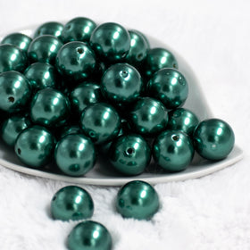 20mm Pine Green Faux Pearl Bubblegum Beads