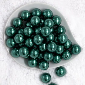 20mm Pine Green Faux Pearl Bubblegum Beads
