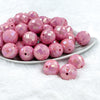 front view of a pile of 20mm Pink Disco Faceted AB Bubblegum Beads