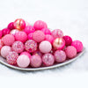 Front view of a pile of 20mm Pink Cadillac Chunky Acrylic Bubblegum Bead Mix [50 Count]