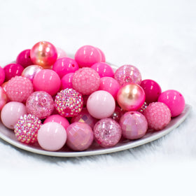 20mm Pink Cadillac Chunky Acrylic Bubblegum Bead Mix - Choose Count