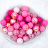 Top view of a pile of 20mm Pink Cadillac Chunky Acrylic Bubblegum Bead Mix [50 Count]