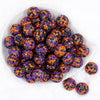 top view of a pile of 20mm Orange, Purple & Black Confetti Rhinestone AB Bubblegum Beads