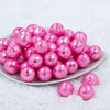 front view of a pile of 20mm Pink Disco Faceted Pearl Bubblegum Beads