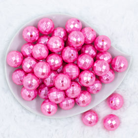 20mm Pink Disco Faceted Pearl Bubblegum Beads