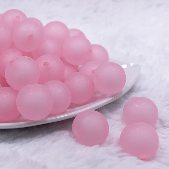 20mm Pink Frosted Bubblegum Beads