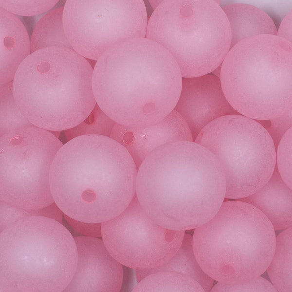 close up view of a pile of 20mm Pink Frosted Bubblegum Beads