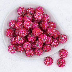 20mm Pink & Red Rhinestone AB Bubblegum Beads