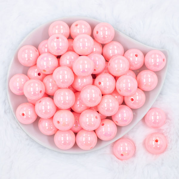 top view of a pile of 20mm Cotton Candy Pink Solid AB Bubblegum Beads