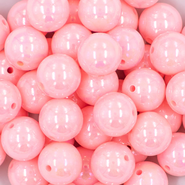 close up of a pile of 20mm Cotton Candy Pink Solid AB Bubblegum Beads