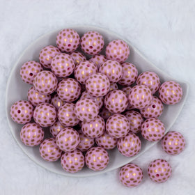 20mm Pink with Gold Spotted Print Acrylic Bubblegum Beads