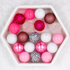 top view of a pile of 20mm Pretty In Pink Mix Bubblegum Bead Mix - 20 Count