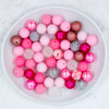 top view of a pile of 20mm Pretty In Pink Mix Bubblegum Bead Mix - 50 Count