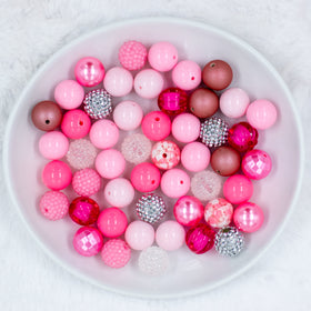 20mm Pretty In Pink Mix Bubblegum Bead Mix - 50 Count