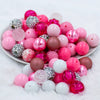 front view of a pile of 20mm Pretty In Pink Mix Bubblegum Bead Mix - 20 & 50 Count