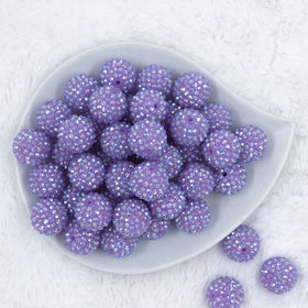20mm Pretty Purple Rhinestone AB Bubblegum Beads