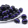 front view of a pile of 20mm Purple Band on Black Bubblegum Beads
