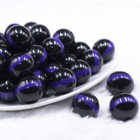 20mm Purple Band on Black Bubblegum Beads