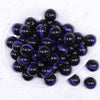 top view of a pile of 20mm Purple Band on Black Bubblegum Beads