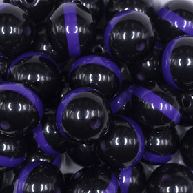 20mm Purple Band on Black Bubblegum Beads
